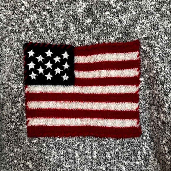 Vintage Marisa Canvas Cotton Wool Knit American Flag Sweater Sz L - Picture 2 of 5